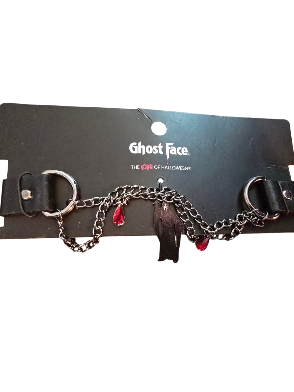 Ghost Face Choker BioWorld Horror Chain Choker Red Crystal Gothic Jewelry NWT